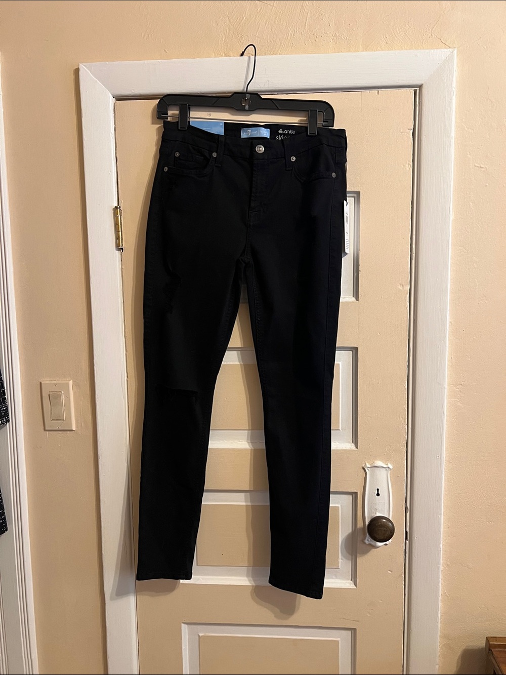 7 For All Mankind Black Straight Leg Jeans